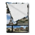 thumbnail image 2 of Paris Soft Flannel Fleece Blanket, France Adventure Iconic Landmarks Travelling Collage Photos in Squares Eiffel Tower, Cozy Plush for Indoor and Outdoor Use, 50" x 70", Blue Brown, by Ambesonne, 2 of 5