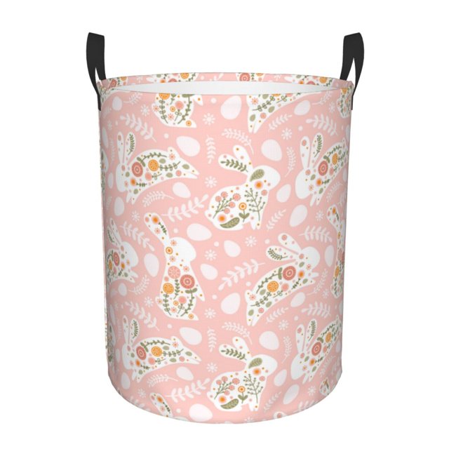 Balery Easter Bunny Cesta de ropa redonda con asas, impermeable, independiente, para ropa, juguetes, dormitorio y familia-Medium