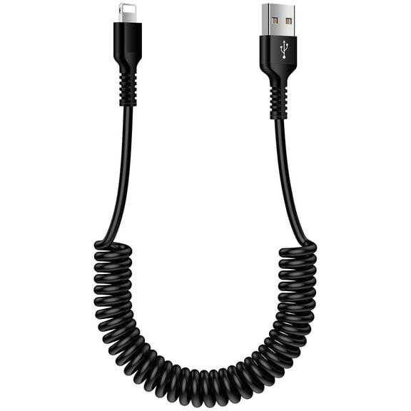 Compatible for iPhone Charger, 6ft Coiled USB A to Light-ning Cable Fast Charging Cable, Power Delivery Charging Cord Compatible with iPhone 14 13 12 11 X XS XR 8, iPad, AirPods Pro(Black)