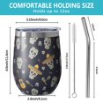 thumbnail image 5 of 12oz Stemless Wine Tumblers Navy Mexican Skull Pattern Vacuum Insulated Stainless Steel Travel Tumbler Cups Mug with Lid and Straw for Champaign,Cocktail,Beer with Cleaning Brush, 5 of 5