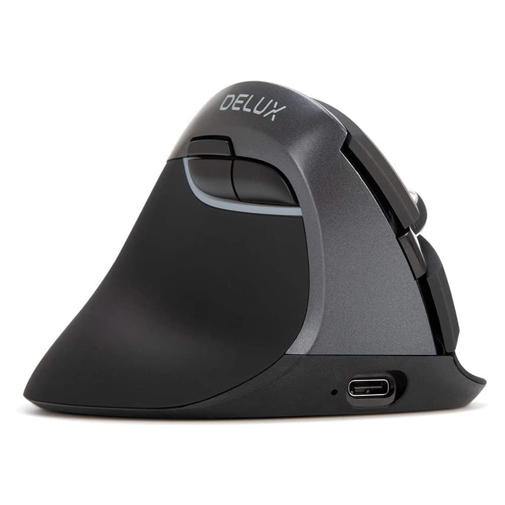 DELUX Left Handed Vertical Mouse, Wireless Ergonomic Computer Mice with USB Receiver and BT