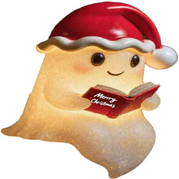 Luces Decorativas Fantasma Lámpara de lectura de fantasmas navideños, decoración espeluznante de Halloween y Navidad con luz LED cálida, pieza única Rkxzt