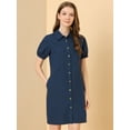 thumbnail image 2 of INSPIRE CHIC Women's Collared Short Sleeve Safari Pocket Belt Button up Shirt Dress, 2 of 6