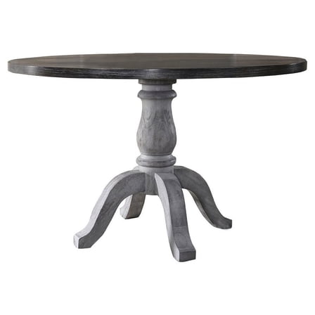 Best Master Farmhouse Style Wood Round Dining Table in Weathered Gray