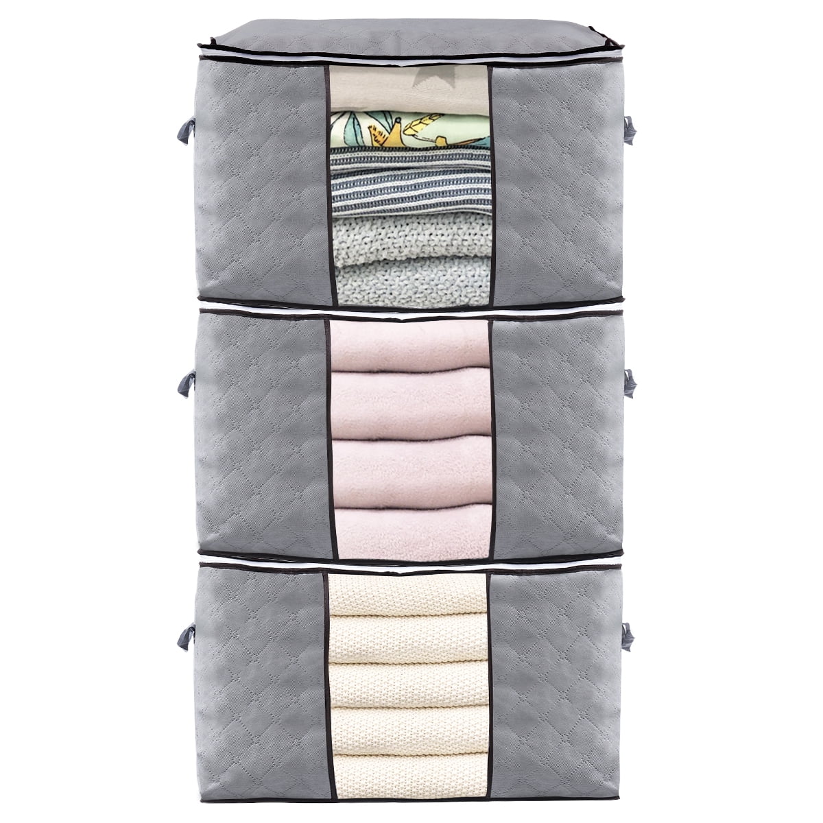 Large Capacity Clothes Storage Bag Organizer with Reinforced Handle Thick  Fabric for Comforters, Blankets, Bedding, Foldable with Sturdy Zipper,  Clear 