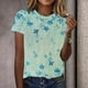 thumbnail image 4 of Gibobby Playera de Manga Corta Casual Suave Verano Mujer Manga Corta Cuello Redondo Floral Impreso Top Camisetas Casual Camisas Tee Túnica(Verde,G), 4 of 5