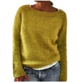 thumbnail image 2 of LEKDFST Fair Isle Sweaters for Women Solid Knit Pullover Sweater Long Sleeve Loose Fall Winter Blouse Top Yellow XL, 2 of 6