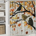 thumbnail image 6 of Creowell  Fall Shower Curtain, Pastel Colored Autumn Composition with Soft Tone Orange Leaves and Flying Birds, Cloth Fabric Bathroom Decor Set with Hooks, Yellow and Cream White, 6 of 7