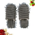 thumbnail image 5 of Pantuflas de rayas peludas para limpiar el suelo, con suela desmontable, talla L 42-44 (gris), 5 of 5