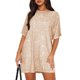thumbnail image 1 of Vestido MIYIEONZ con lentejuelas doradas reversibles con cuello en V y cuello redondo para mujer, 1 of 7