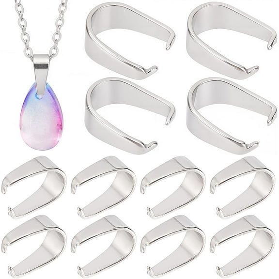 1 box 240pcs 304 Stainless Steel Snap on Bails Stainless Steel color 7x6.5x3mm