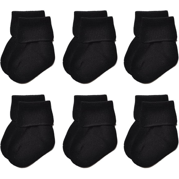 Baby Socks Unisex-Baby Seamless Turn Cuff Socks Cotton Rich Booties Socks 6 Pairs Pack Newborn Infant Toddlers