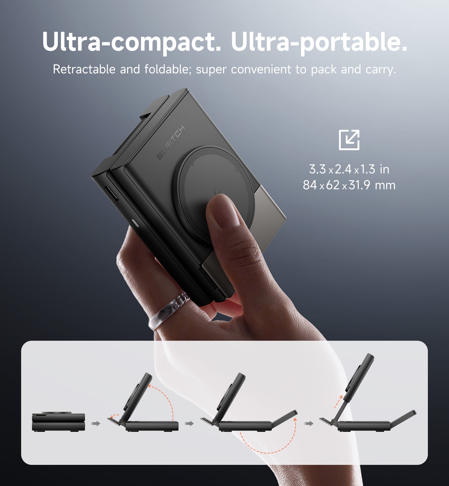 Suritch 3 in 1 Charging Station for Samsung Galaxy S25 S24 S23 S22 S21, Wireless Charger for Galaxy Watch and Buds, Black