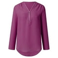 thumbnail image 3 of Kojanyu Womans Shirts,Women Zipper Button Tops Long Sleeves Loose Chiffon Shirt Clothing,Purple 14(3Xl), 3 of 8