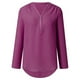 thumbnail image 3 of Qucoqpe - Camisas de gasa con cremallera para mujer, blusas holgadas con cuello en V, media manga, dobladillo curvo, para oficina, negocios, informales, lisas, con mangas enrolladas, para salir, 3 of 8