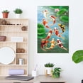 thumbnail image 3 of AIOE Feng Shui Nine Koi Fish Lucky Landscape Poster Painting on Canvas Wall Art Living Room Decoration Home Decor Unframe: 16x24in, 3 of 7