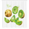 thumbnail image 3 of Fruit Shower Curtain, Whole and Sliced Kiwis Watercolor Tropical Food Exotic Vegan Options, Fabric Bathroom Set with Hooks, 69W X 70L Inches, Apple Green and Pale Brown, by Ambesonne, 3 of 3