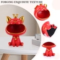 thumbnail image 3 of Figura decorativa de resina para almacenamiento de gato de la fortuna para oficina (rojo), 3 of 9