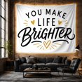 thumbnail image 6 of You Make Life Brighter Typography Scene with Gold Hearts, Joyful Illustration for Affirmation Art Lovers, Wall Decor, Friendship Gift, Tapestry Wall Hanging for Bedroom and Dorm, 6 of 7