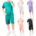 thumbnail image 4 of Hiijoy Big Boys Summer Outfits Casual Short Sleeve T-Shirt Shorts Set, Sizes 9-10Y, 4 of 4