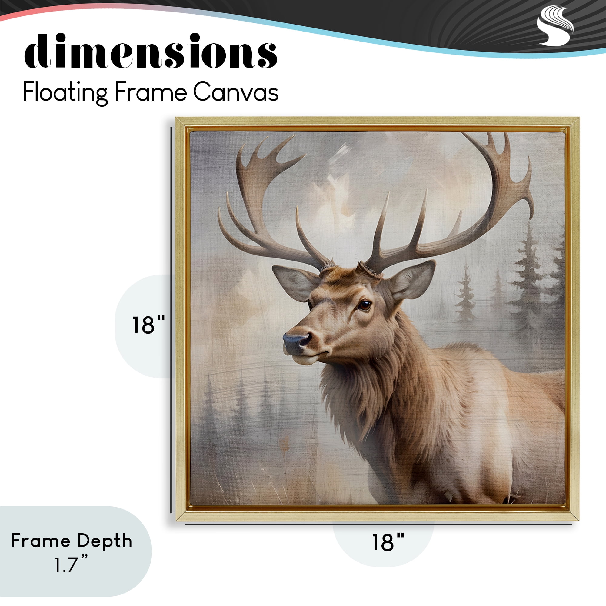 Stupell Industries Graceful Forest Stag Gold Framed Floater Canvas Wall Art, design by Susan Arnot