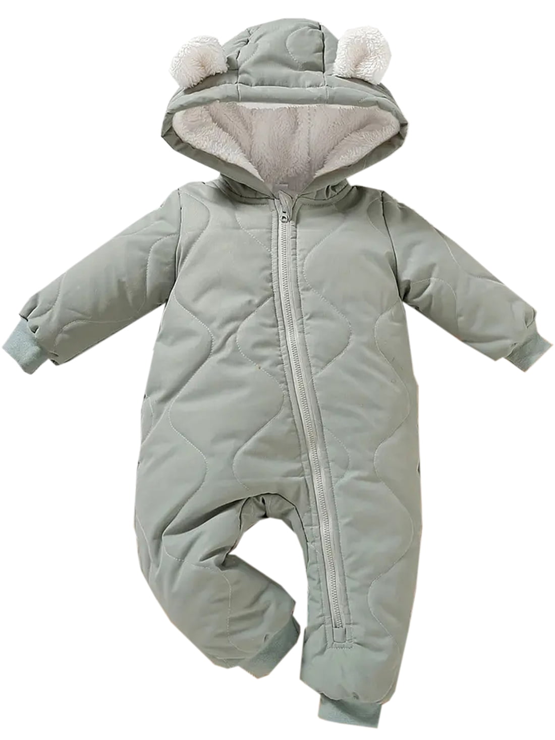 WIBACKER 3-24M Infant Hooded Thick Romper Long Sleeve Zipper Fleece Warm Winter Coat for Baby Toddler Boys Girls