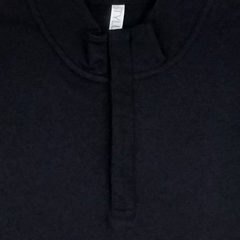 Stylus Mens Black Long Sleeve Quarter Zip Mock Neck Ribbed Shirt