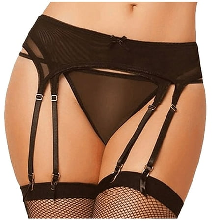 

BIZIZA Women for Thigh High Stockings Garter Belt Lace Suspenders Elastic Thong Sexy Black XXL