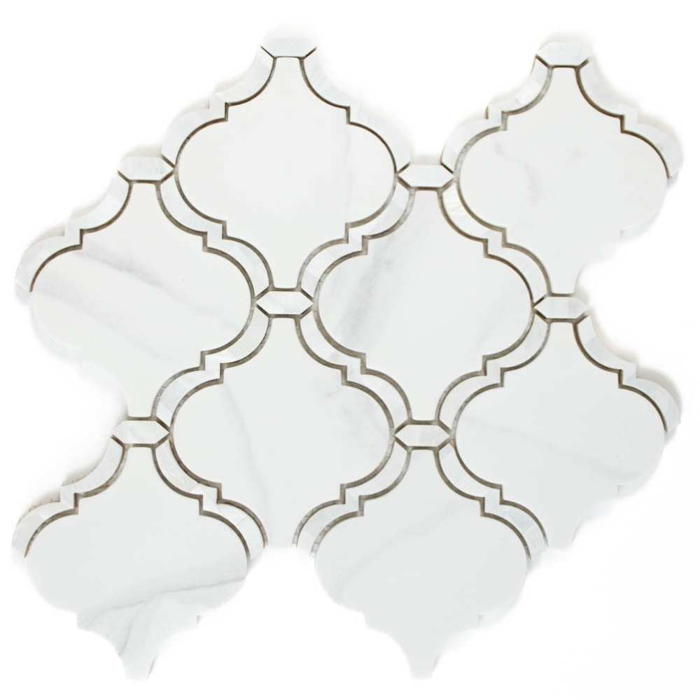 The Tile Life Tahitian Pearl Lantern 14" x 14.5" White Glass Mosaic Tile, 1 Sheet