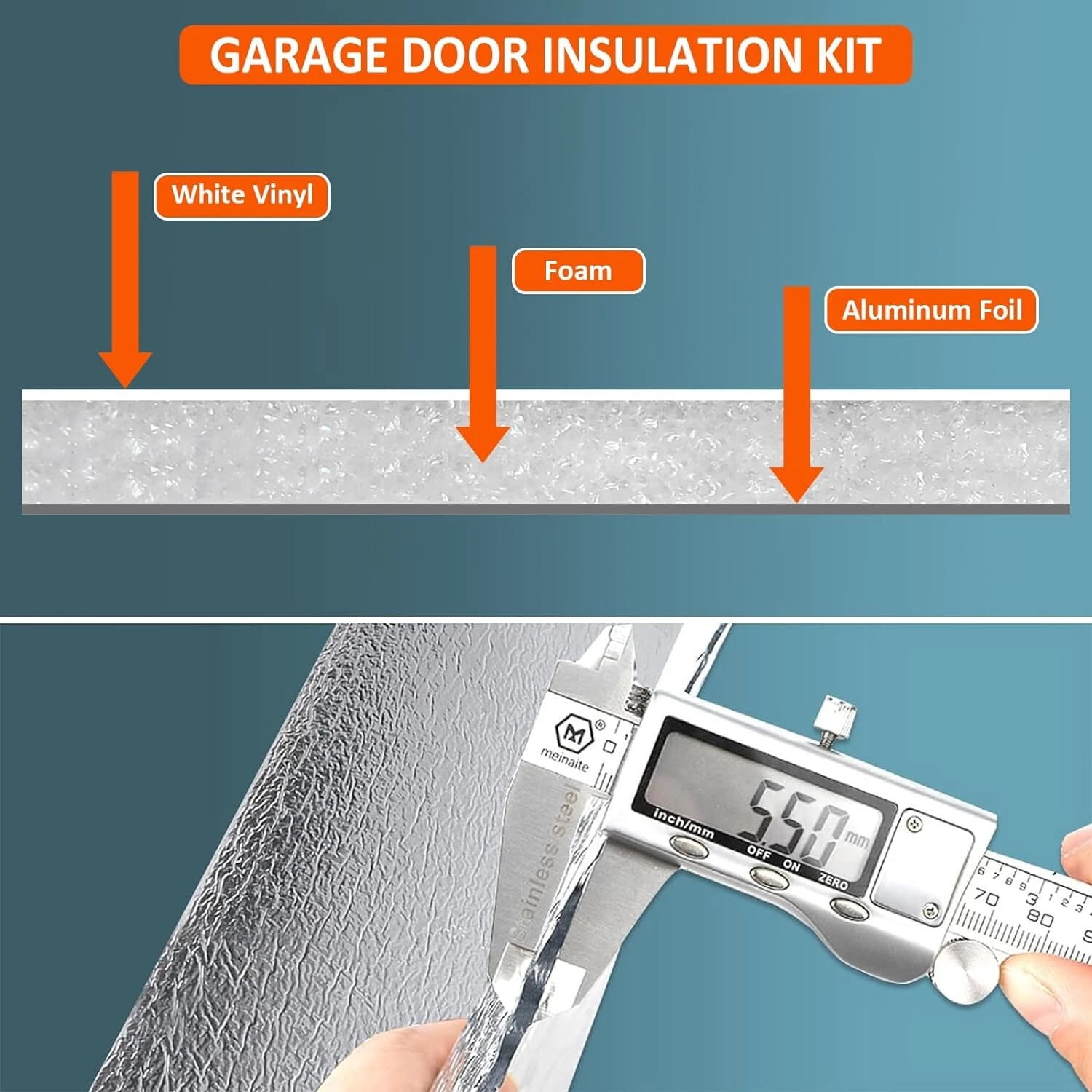 Garage Door Insulation Kit Fits 18' x 8' 4 Rolls Garage Door Insulation 24'x18'