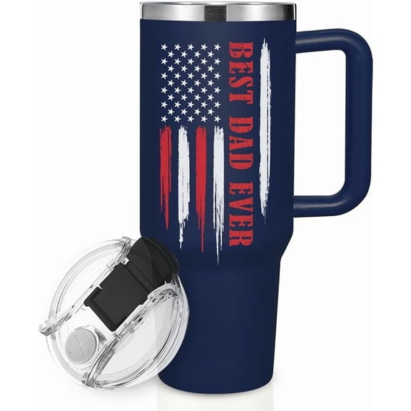 Dad Tumbler Best Gifts for Best Dad Ever 40oz Tumbler Christmas Birthday Gift for Father from Son Daughter #1 Dad Tumbler with Handle Lid Straw
