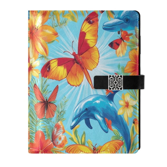 Premium Faux Leather Notebook - Refillable, Multi-Functional Organizer, 23.3x17cm, All-Season Use，Butterflies