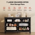 thumbnail image 4 of GALAXHERO Farmhouse Dresser for Bedroom, 51.18'' Wide 7 Drawer Wood Dresser, Black TV Stand for 65 inch TV, Wooden Chest of Drawers for Bedroom, Modern Clothes Organizer for Living Room, Hallway, 4 of 8