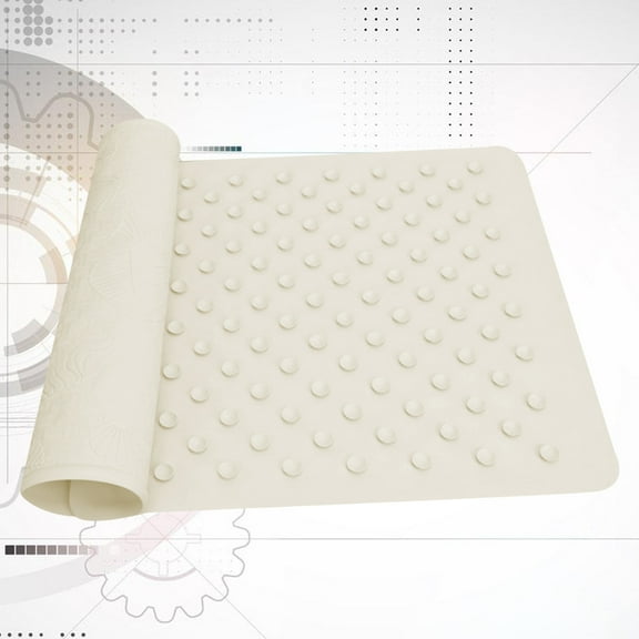 MLINS Beige Bathroom Anti Slip Mat with Suction Cups for Safe Bathing and Shower 1PC