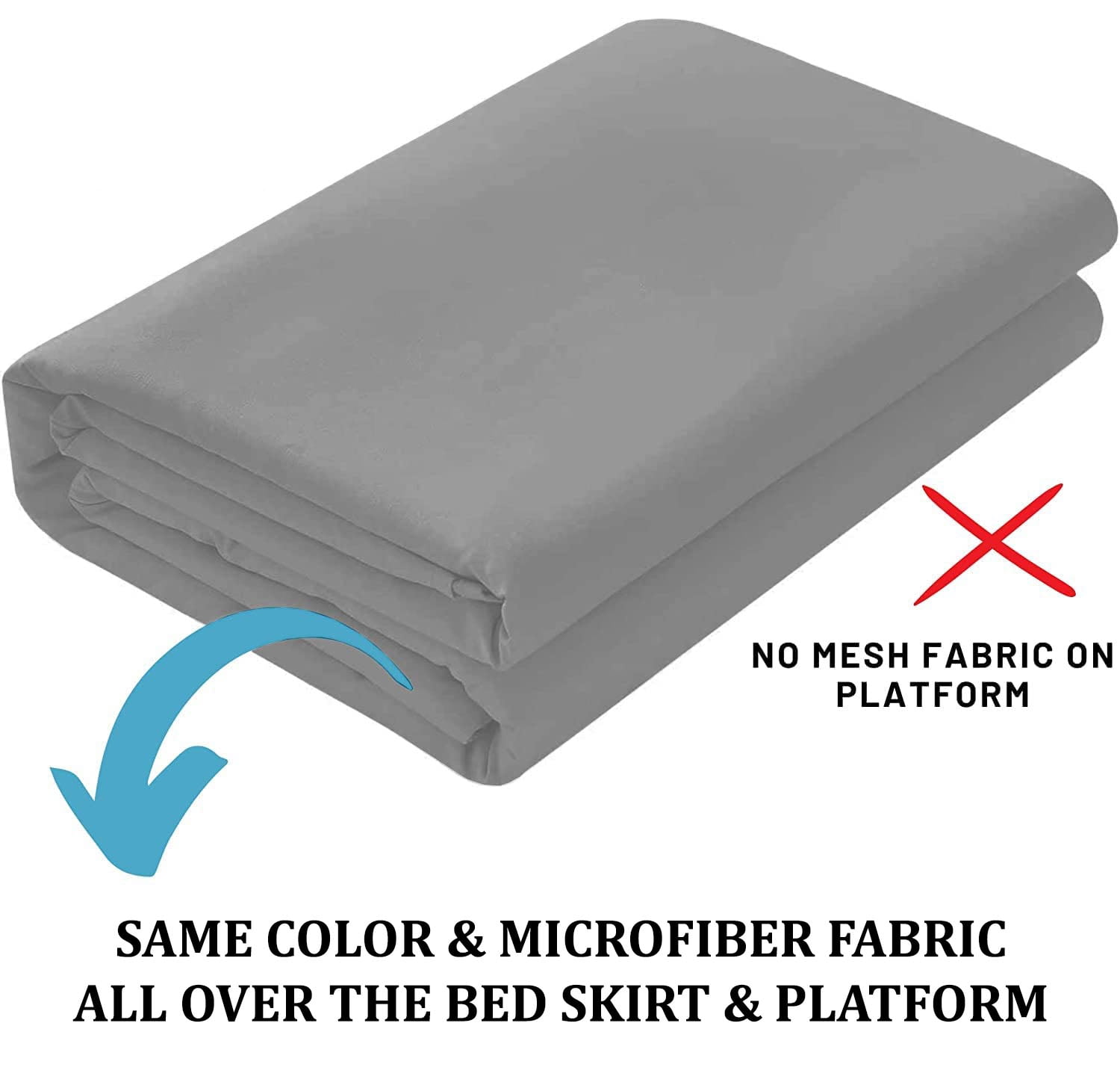 SKY BEDDINGS Twin Size Ruffled Bed Skirt with Split Corners - Twin 12 Inch Drop Dust Ruffle Bed Skirt with Platform Three Sided Coverage - 100% Microfiber Bed Skirt, Light Grey