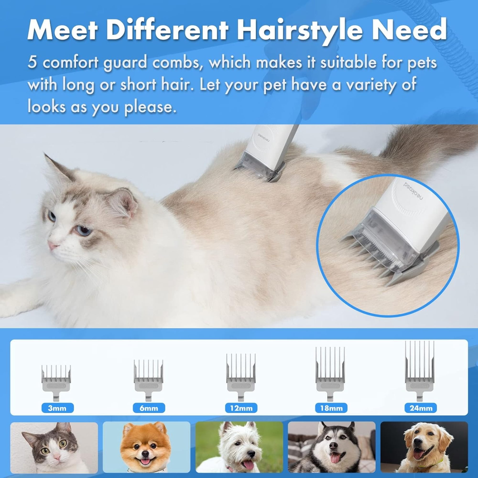 Neakasa P2 Pro 5-in-1 Dog Cat Grooming Kit with Vacuum