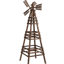Zimtown 6.6FT Wooden Windmill Weathervane - Rustic Garden Decor, Solid Fir, Carbonized Brown