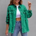 thumbnail image 2 of Trucker Jean Jackets for Women Oversized Button Up Ripped Frayed Hem Shacket Casual Distressed Denim Jackets Coat with Pockets, 2 of 8