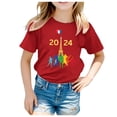 thumbnail image 2 of Little Girl's 2024 Paris Graphic Tees Short Sleeved Round Neck Summer T-Shirt, 2 of 4