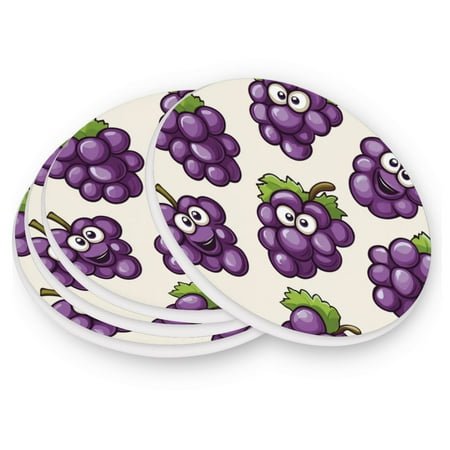 

Round Coasters Modern Style Ceramic Coaster Waterproof and Durable Drink Coaster Coasters set of 4 Customizable Coasters 1pc Cute Cartoon Grapes
