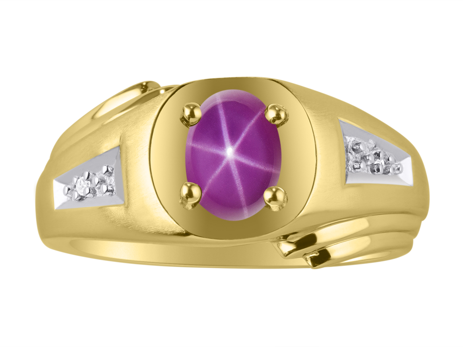 RYLOS Mens Rings 14K Yellow Gold Rings Classic Designer Style 8X6MM