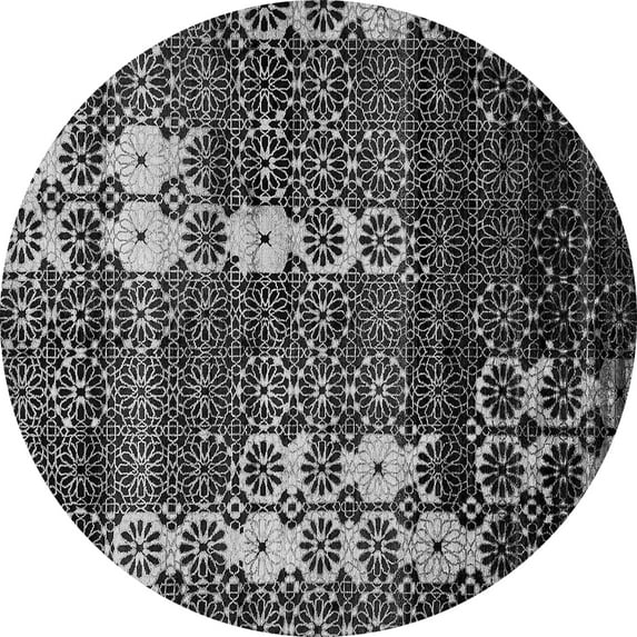 Ahgly Company Indoor Round Abstract Gray Modern Area Rugs, 7' Round