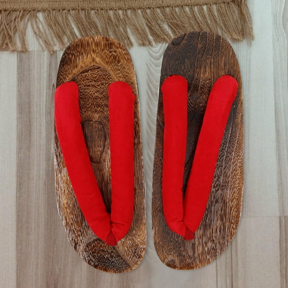 Raindrops Japanese Style Fashion Male Clogs Sandals for Wearing Red Cloth Material Comfortable Nonslip