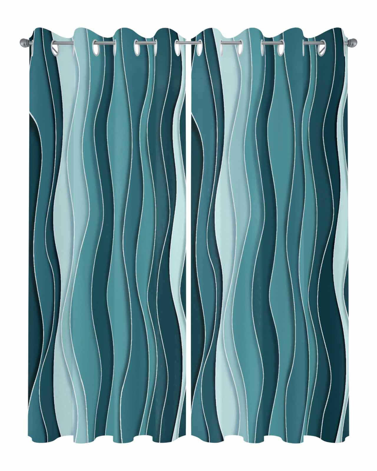 nqOlkjepod Outdoor Curtains for Patio Waterproof, Turquoise Ombre Outdoor Privacy Panels Grommet, Abstract Art Moire Ocean Waves Blackout Outside Curtains for Porch/Cabana/Pergola 54"x95", 2 Panels