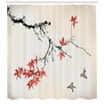 thumbnail image 3 of Ambesonne Japanese Shower Curtain, Romantic Spring Theme, 69"Wx75"L, Black and Coral, 3 of 3