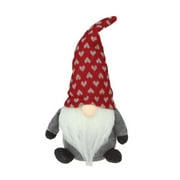10" Red and Gray "Melvin" Chubby Sitting Santa Gnome Plush Table Top Christmas Figure