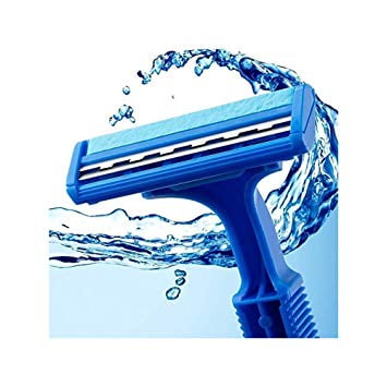 Men's Stainless Steel Disposable Twin Blade Shaving Razor - Twin Blade Razors with Lubricant Strip for Sensitive Skin, Smooth Shave and Closeness (50 Pack)