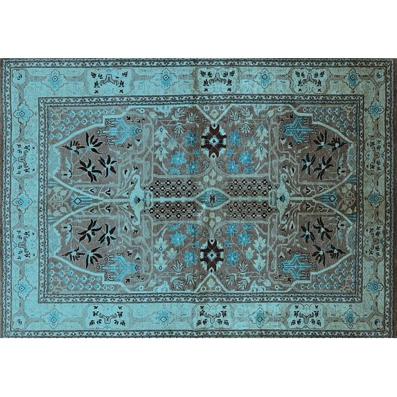 Ahgly Company Indoor Rectangle Oriental Light Blue Traditional Area Rugs, 8' x 12'