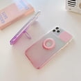 thumbnail image 3 of Gradient Color Crystal Case for iPhone 13 with Ring Holder Slide Camera Lens Protection,Soft Transparent TPU Silicone Shockproof Protective Cover With Stand for iPhone 13 -Pink, 3 of 7