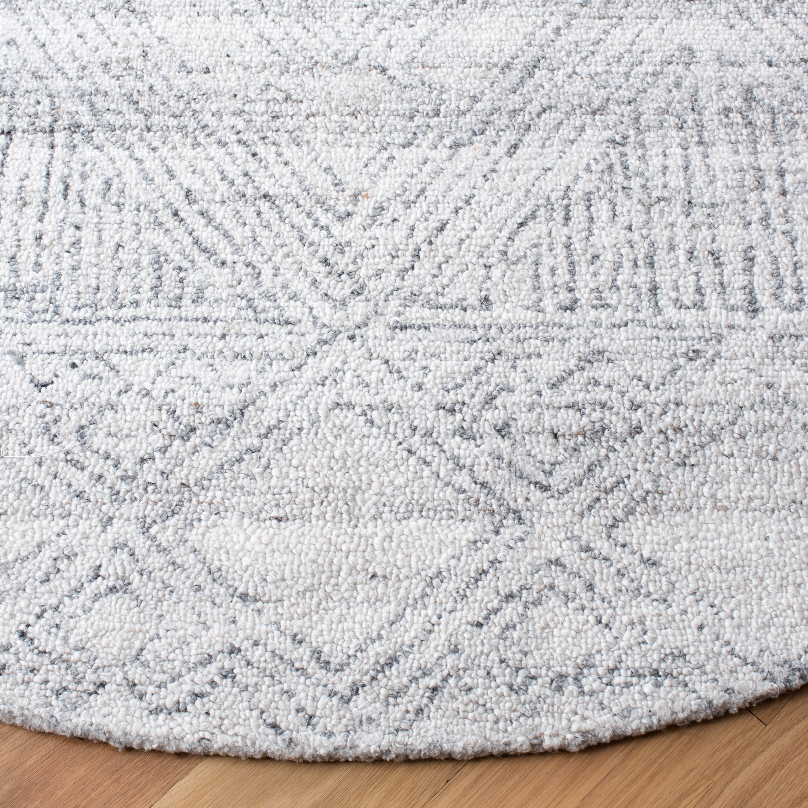 SAFAVIEH Abstract Tendrils Geometric Area Rug, Ivory/Grey, 6' x 6' Round